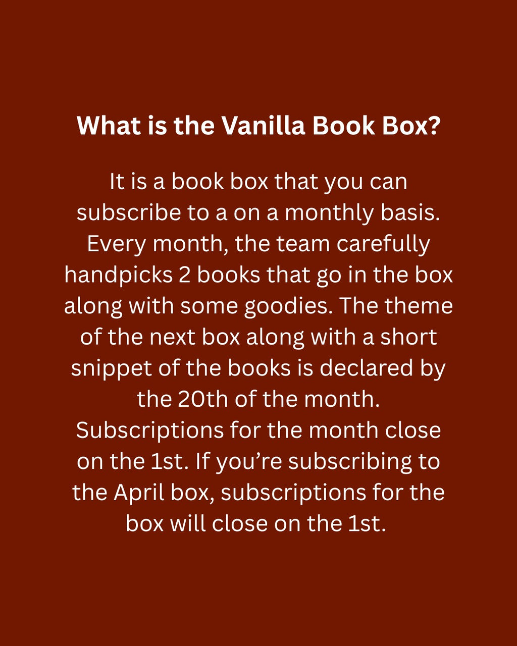 The Vanilla Book Box