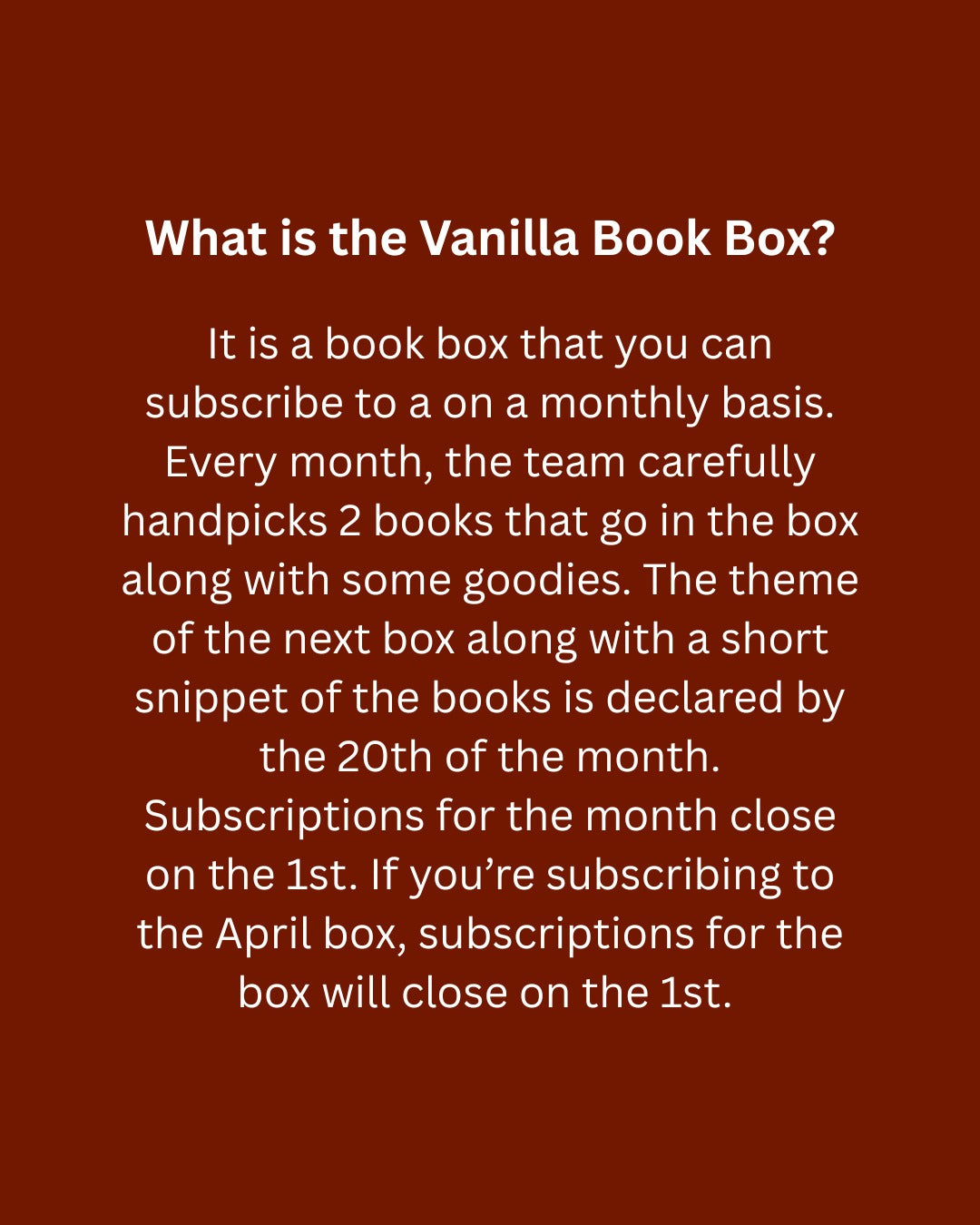 The Vanilla Book Box