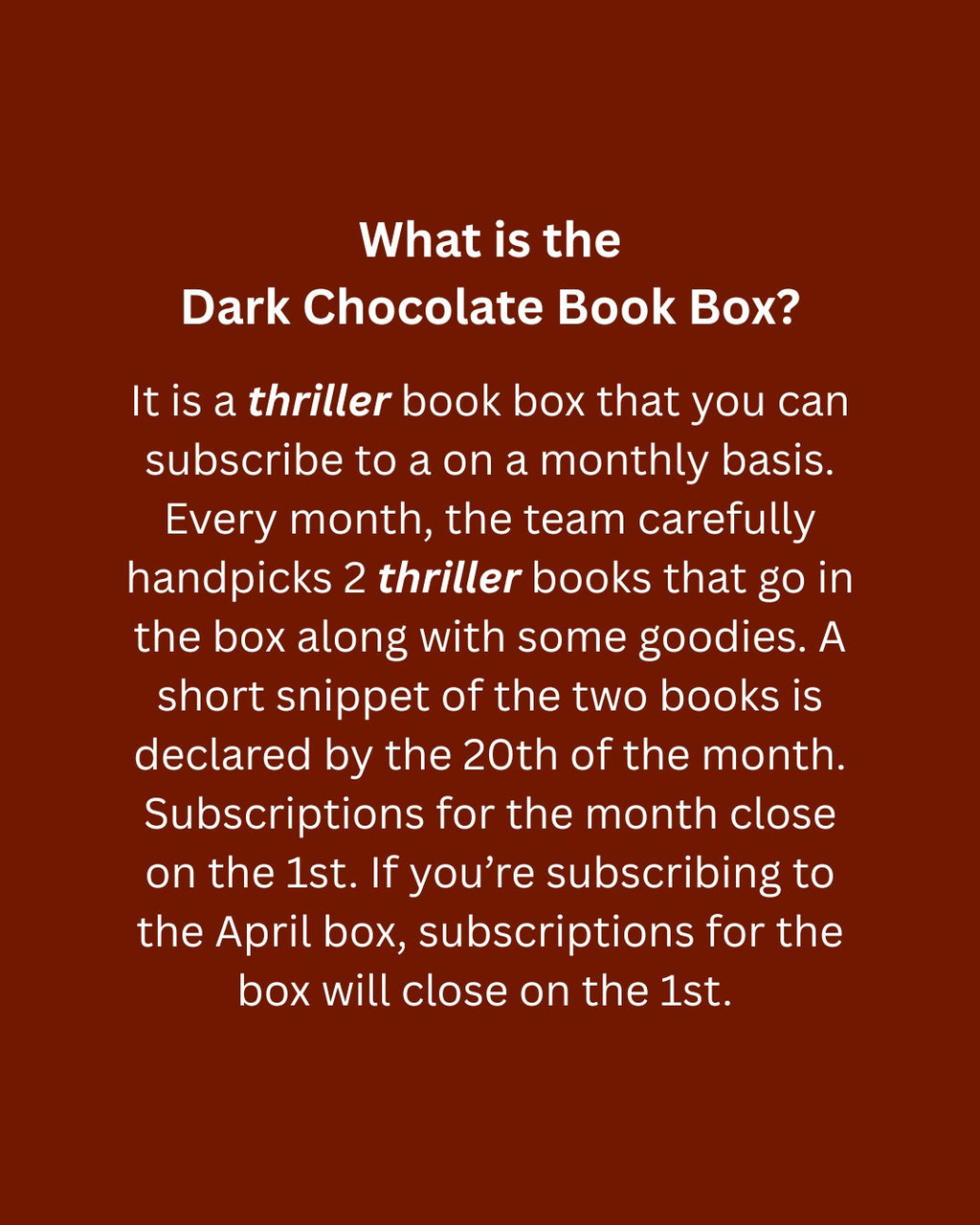 The Dark Chocolate Book Box